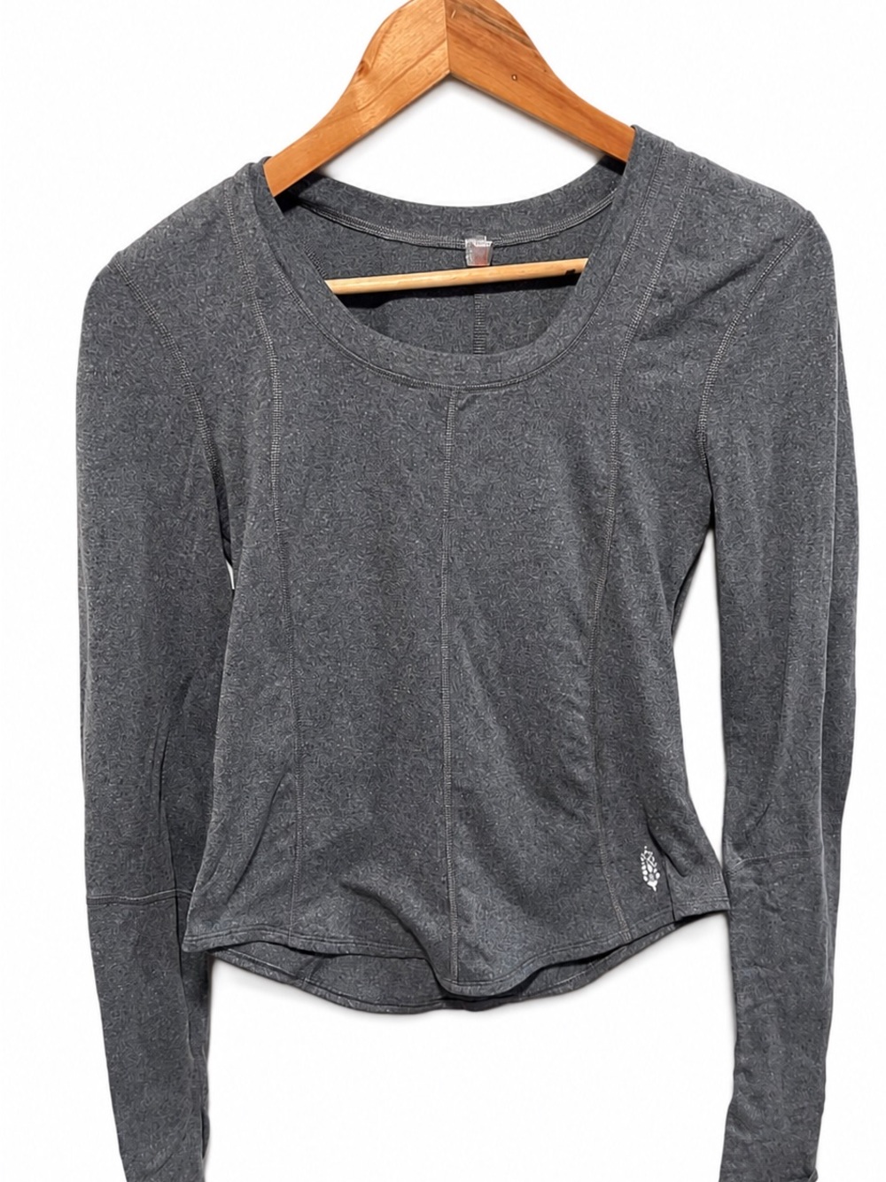 FP Movement by Free People Heathered Gray Long Sleeve Scoop Neck Top